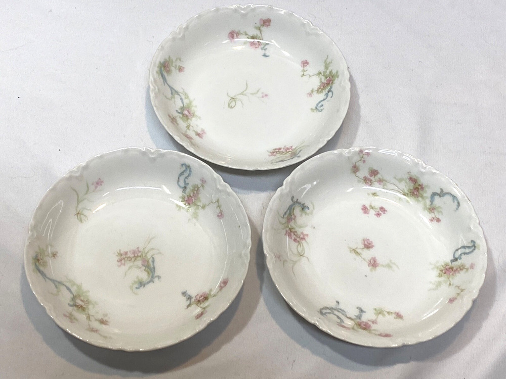 3 Haviland schleiger Dessert bowls 5 1/4" Pink Green Blue